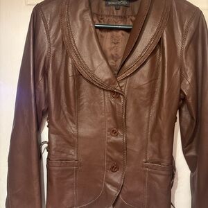 Elegant Brown Leather Jacket for Women